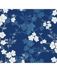 2973-90104 Nicolette Navy Floral Trail Wallpaper | The Fabric Co