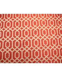 Red Gold Geometric Trellis Diamond Upholstery Fabric Parquet Scarlet
