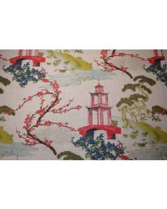 Multicolored Asian Toile Zin Linen Regal Fabric