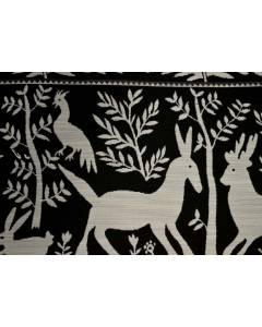Zola Black White Folk Animal Novelty Woven Regal Fabric