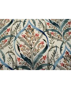 Windsong Harbor Teal Blue Botanical Print Hamilton Fabric