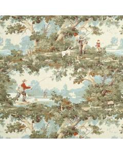 Avondale Vintage Tan Botanical Fisherman Toile Covington Fabric