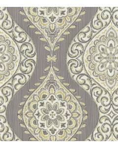 Moonlit Medallion Mineral Taupe Yellow Waverly Fabric Remnant