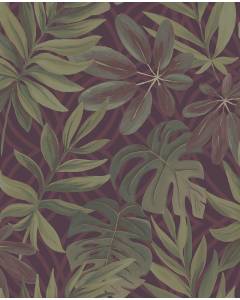 2763-24243 Nocturnum Maroon Leaf Wallpaper