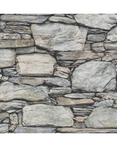 2767-22304 Cobble Light Grey Stone Wall Wallpaper