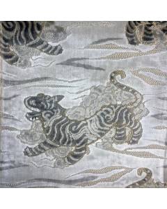 Zen Master Cloud Grey Cream Tiger Asian Cut Velvet Upholstery Swavelle Mill Creek Fabric