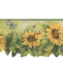 BG71361DC Country Sunflower Insects Floral Wallpaper Border