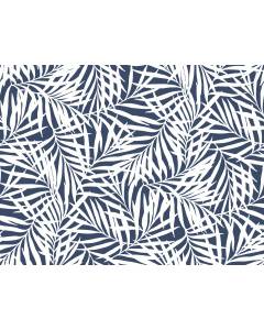 CV4432 Navy White Oahu Fronds Wallpaper | The Fabric Co
