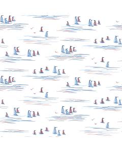CV4461 Blue Red Full Sails Wallpaper | The Fabric Co