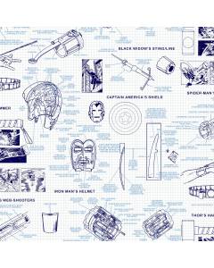 DI0935 Blue Marvels Heroes Schematics Wallpaper | The Fabric Co