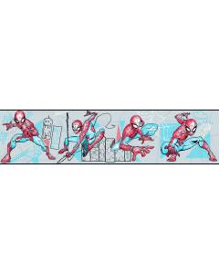 DI1030BD Red/Gray/Blue Spider-Man Fracture Border Wallpaper Border | The Fabric Co