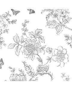 FH37540 Black on white Butterfly Toile Wallpaper