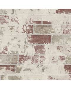 G67988 Red Cream Brick Patton Wallpaper