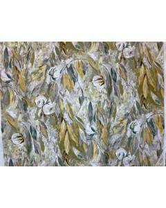 Cottonopolis Honeydew Yellow Green Brushstroke Floral Leaves Hamilton Fabric