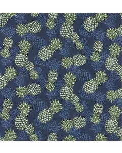 OD Copacabana Indigo Deep Blue Pineapple Fruit Outdoor Tempo Fabric