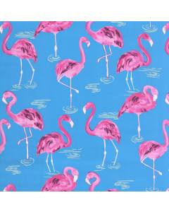 OD Flamingo Turquoise Bright Blue Tropical Flamingo Outdoor Tempo Fabric