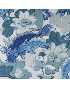 Lotus Pond Nile Blue Big Blue Leafy Floral P Kaufmann Fabric