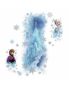 RMK2739GM Frozen Ice Palace with Elsa and Anna Giant Wall Decal with Glitter Mural