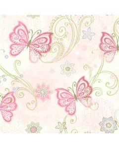 TOT47151 Fantasia Pink Boho Butterflies Scroll Wallpaper Wallpaper