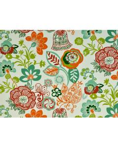 Pink Orange Green Turquoise Contemporary Floral Print Razzle 147 Sherbet Covington Fabric