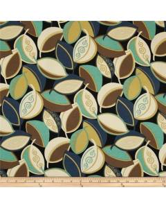 Blue Brown Outdoor Contemporary Leaf Kadry Blue Moon Swavelle Mill Creek Fabric