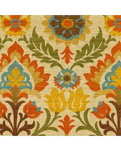 Orange Olive Yellow Floral Damask Print Santa Maria 676120 Adobe Waverly Fabric