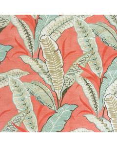 Pink Palm Leaf Print Amelia Coral Regal Fabric