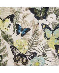 Janelle Azure Blue Green Large Tropical Butterfly Print Regal Fabric